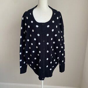 Marisota Womens 16/18 Button-up Cardigan Black White Polka Dot